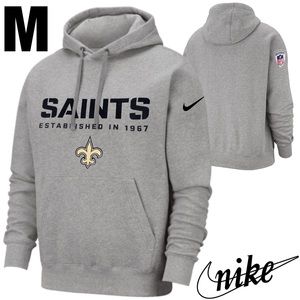 NWOT NIKE HEATHER GREY SAINTS NFL NEW ORLEANS GREY HOODIE PULLOVER MEDIUM